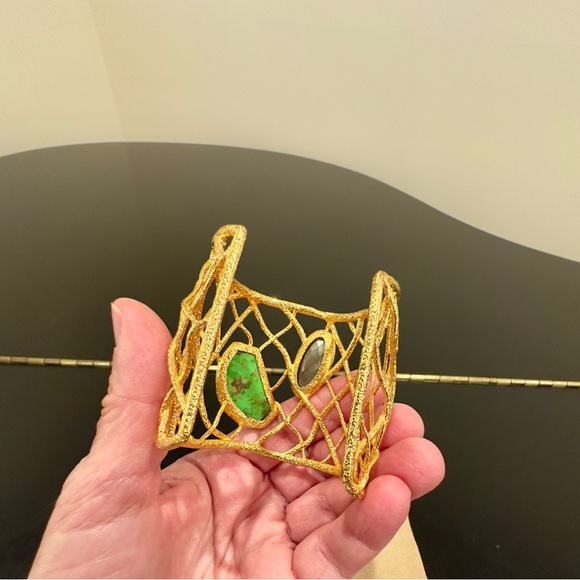 RARE Bohemian Luxury authentic Alexis Bittar Gemstone Statement Cuff/Bracelet - Picture 15 of 17
